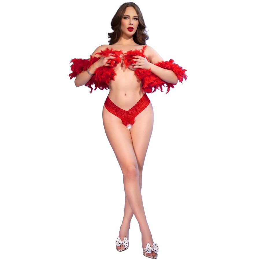 Tanga rosso con apertura al cavallo XL di Chilirose