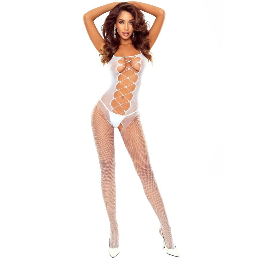 Bodystocking bianco con pizzi di Passion