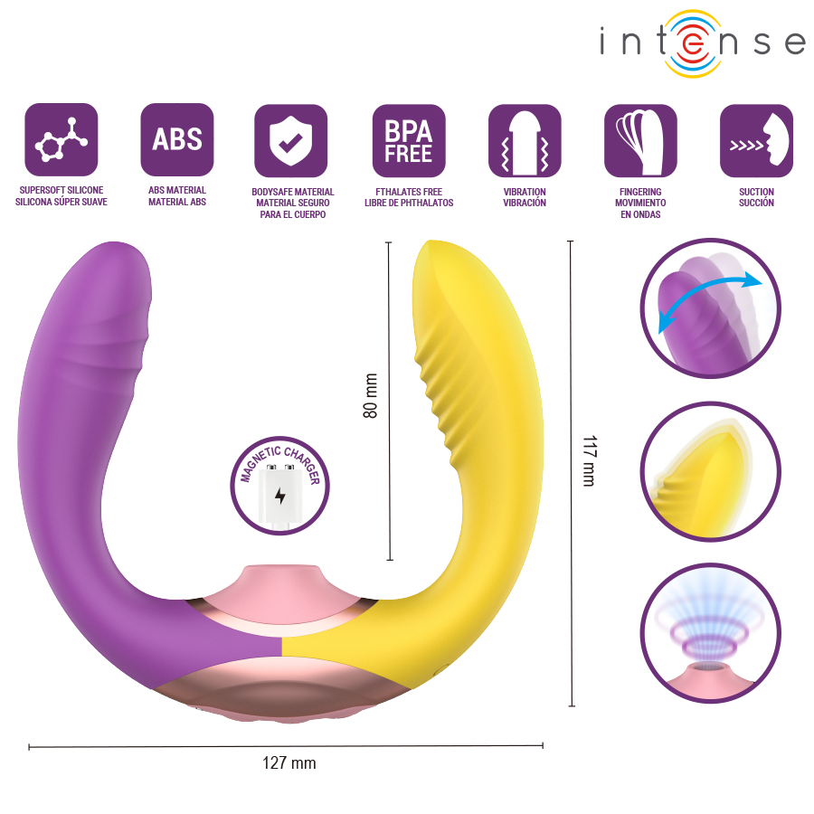 Stimolatore a vibrazione Willow e aspirazione 3 in 1 di Intense, immagine 5