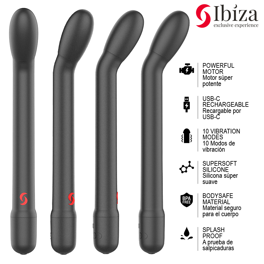 Vibratore per il punto g nero con vibrazione di Ibiza, immagine 4
