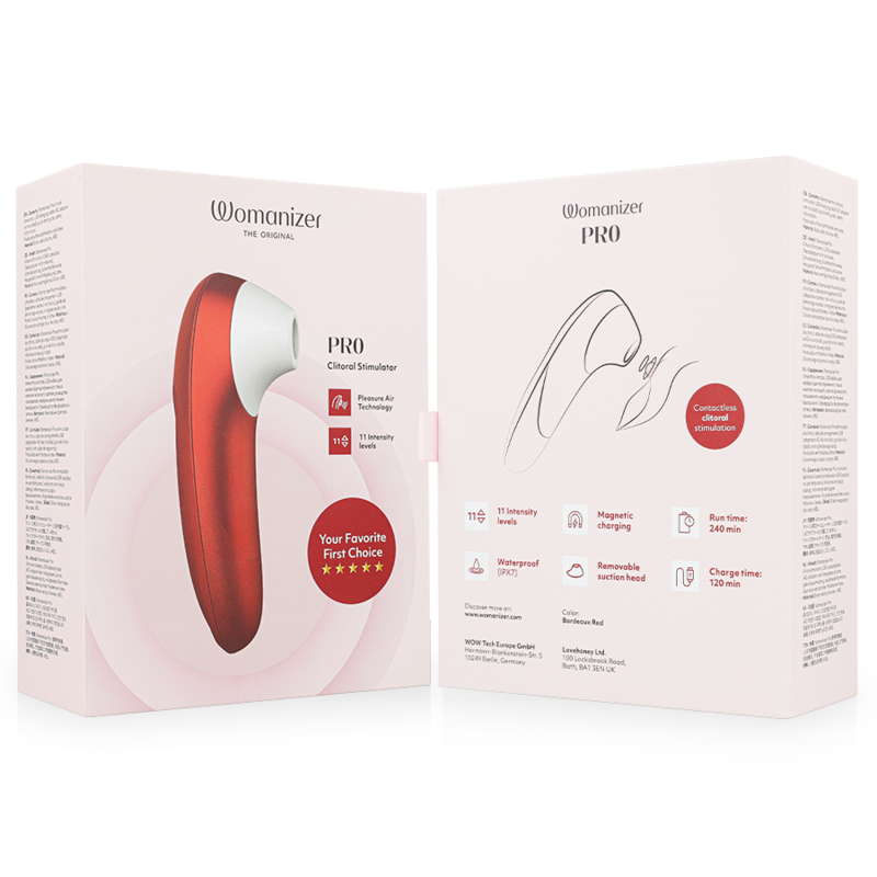 Stimolatore clitorideo pro vibrante bordeaux di Womanizer, immagine 7
