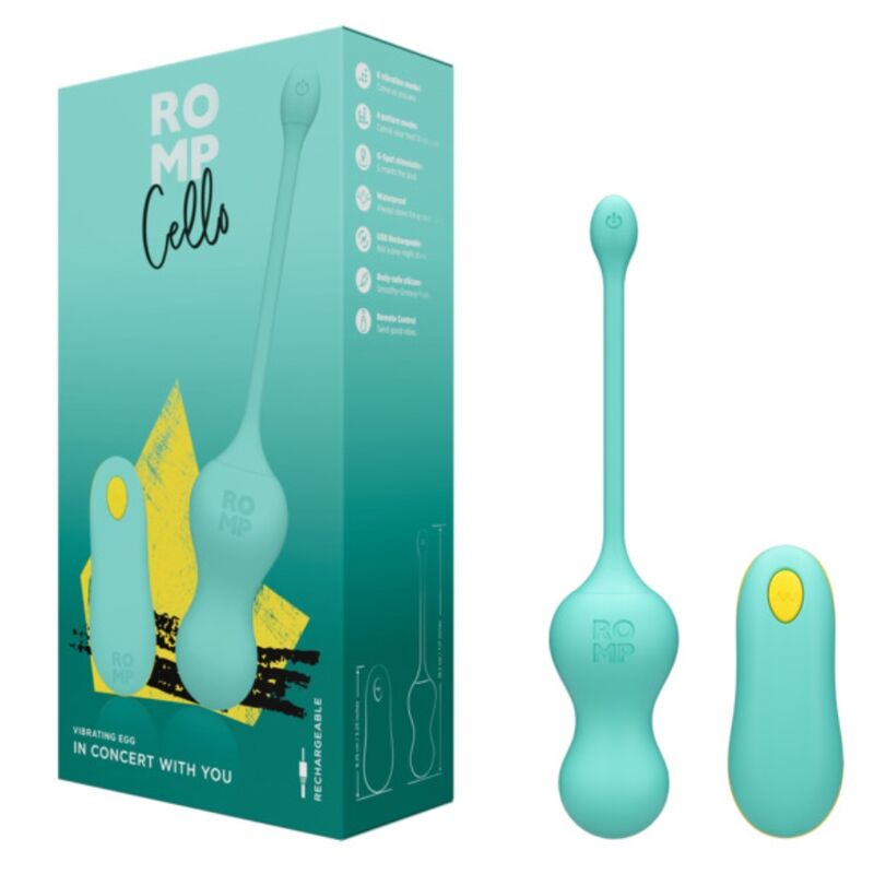 Vibratore Cello multifunzione a uovo turchese con telecomando di Romp, immagine 6