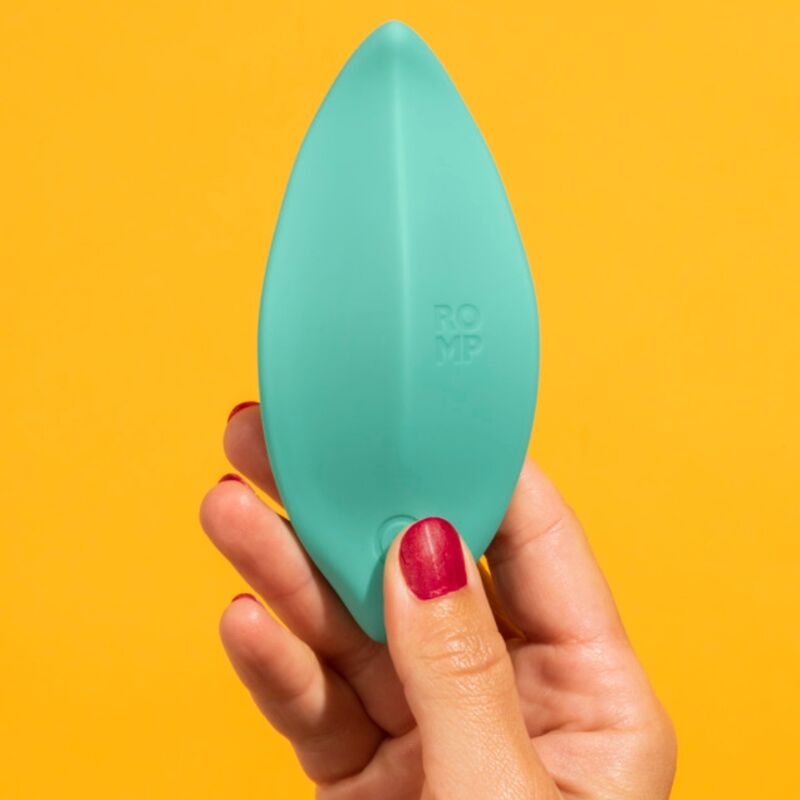 Vibratore a onde stimolatore clitorideo forma ergonomica verde acqua di Romp, immagine 12