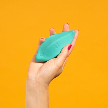 Vibratore a onde stimolatore clitorideo forma ergonomica verde acqua di Romp, immagine 2