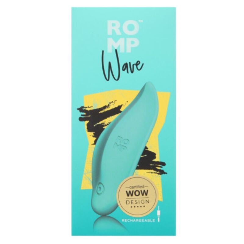 Vibratore a onde stimolatore clitorideo forma ergonomica verde acqua di Romp, immagine 9