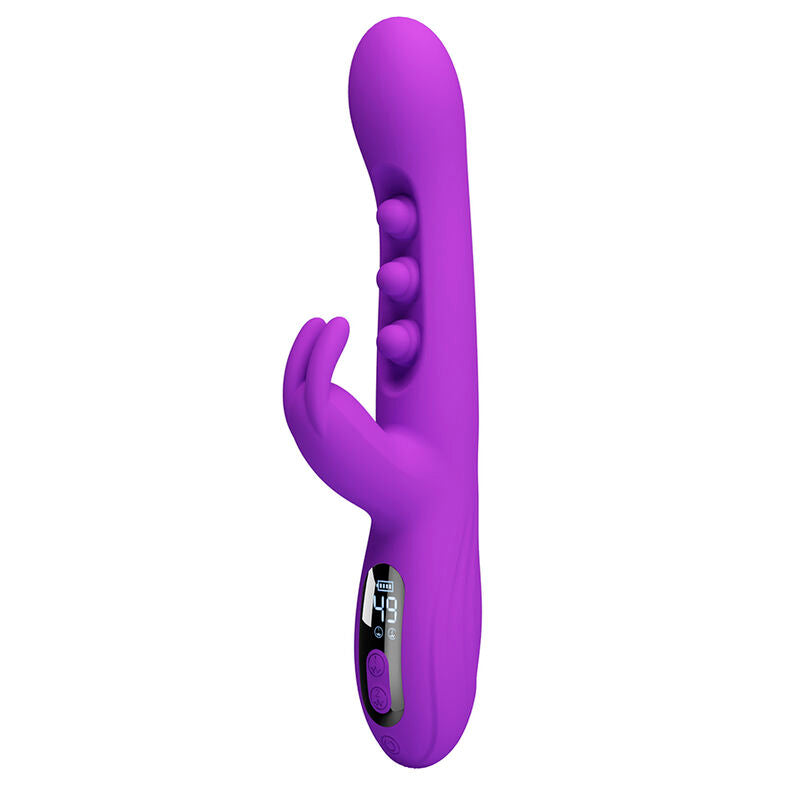 Vibratore a coniglio Sabien con stimolazione a percussione e LED viola di Pretty Love