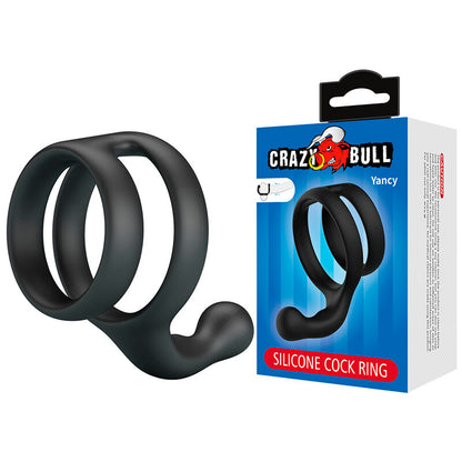 Anello per pene Yancy doppio e testicoli nero di Crazy Bull, immagine 2