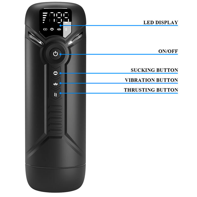 Masturbatore Aetola automatico multifunzione con manico nero di Pretty Love, immagine 10