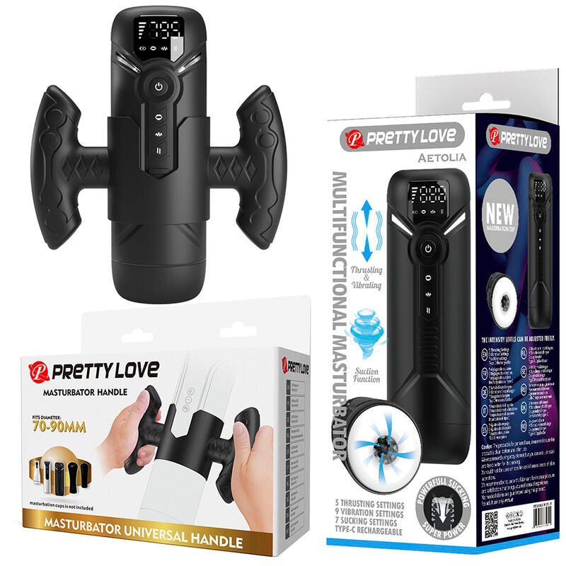 Masturbatore Aetola automatico multifunzione con manico nero di Pretty Love