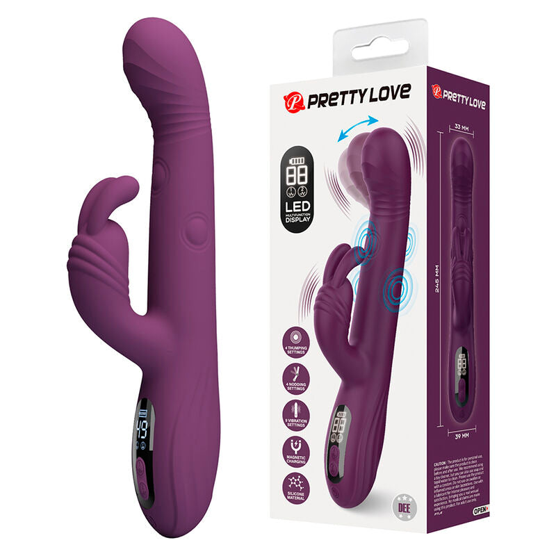 Vibratore a coniglio Dee multifunzione oscillante e a percussione viola di Pretty Love