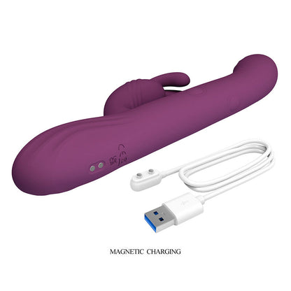 Vibratore a coniglio Dee multifunzione oscillante e a percussione viola di Pretty Love, immagine 5