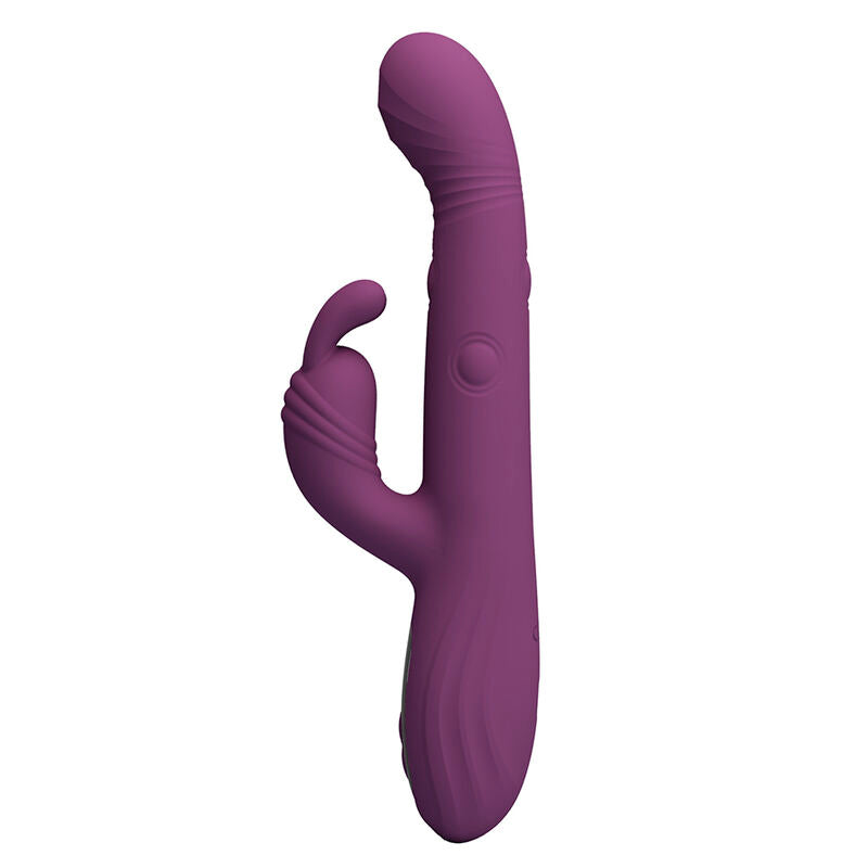 Vibratore a coniglio Dee multifunzione oscillante e a percussione viola di Pretty Love, immagine 2