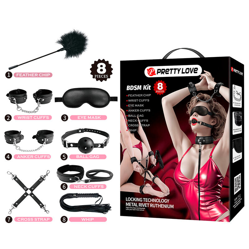 Kit BDSM da 8 pezzi nero di Pretty Love, immagine 2