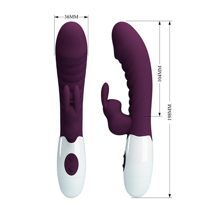 Vibratore a coniglio naughty bunny a 30 funzioni, viola di Pretty Love, immagine 8