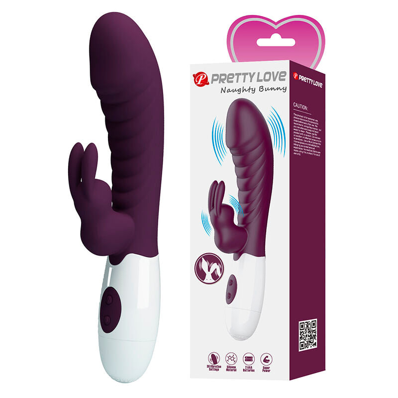 Vibratore a coniglio naughty bunny a 30 funzioni, viola di Pretty Love, immagine 2