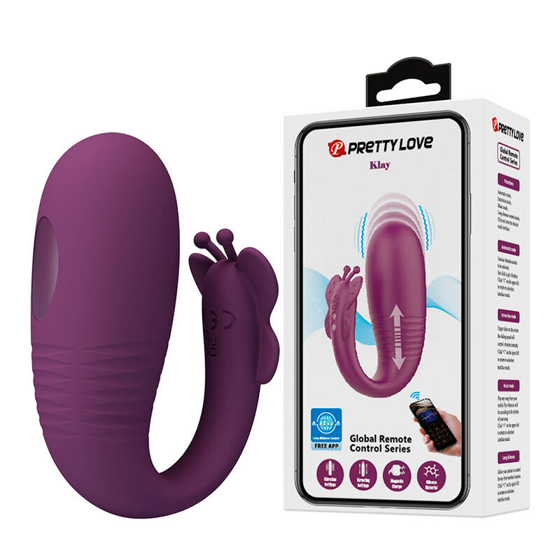 Vibratore a uovo Klay con spinta, controllo tramite APP, viola di Pretty Love, immagine 2