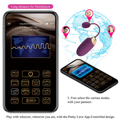 Vibratore a uovo Klay con spinta, controllo tramite APP, viola di Pretty Love, immagine 8