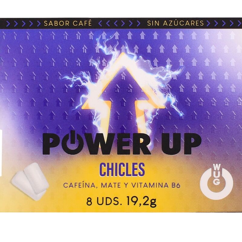 Gomma da masticare Energetica per concentrazione e resistenza. blister da 8 pezzi di Wug Power Up