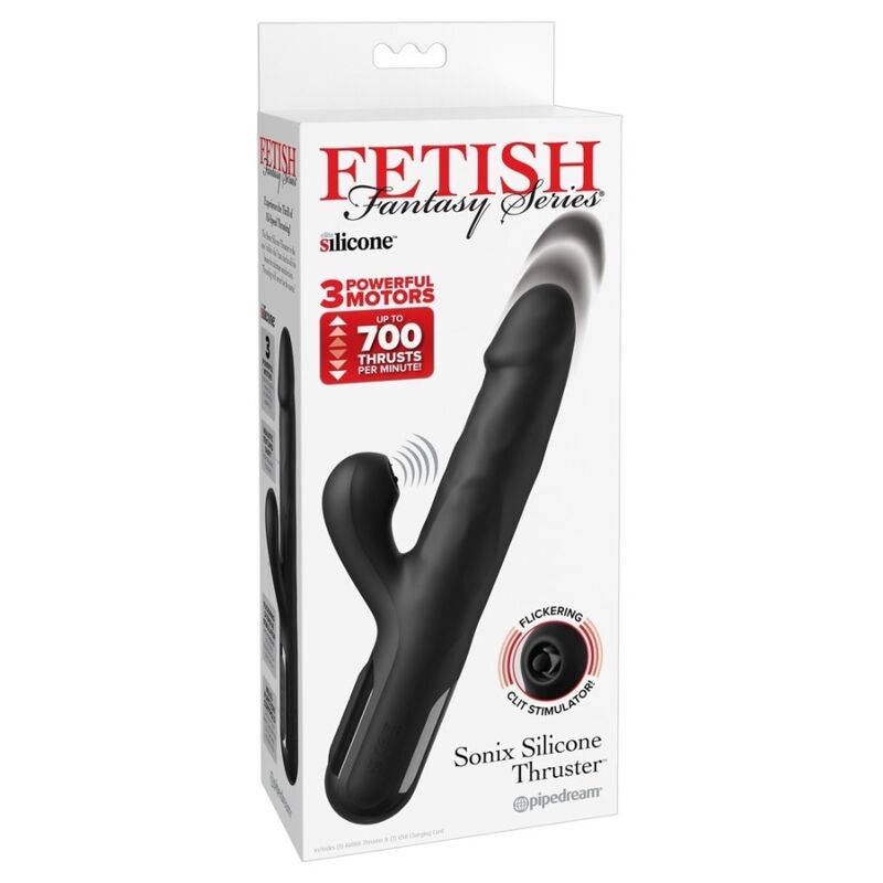 Vibratore a ragazze in silicone Sonix, nero di Fetish Fantasy Series