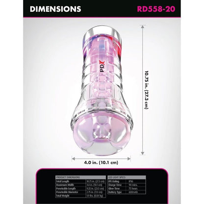 Viewtube XXL LED trasparente stroker 27,3 cm di PDX Elite, immagine 5