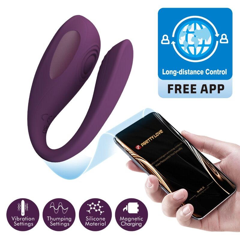 Massaggiatore clitorideo Aari viola APP gratuita di Pretty Love