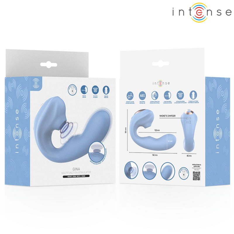 Stimolatore clitorideo multifunzione Gina blu di Intense, immagine 8