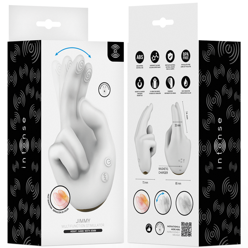 Stimolatore Jimmy multifunzione a forma di mano con vibrazione e calore di Intense, immagine 7