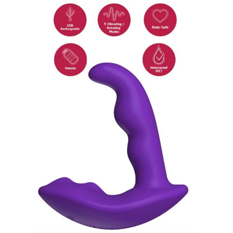 Stimolatore anale vibrante rotante con telecomando viola di She.e.o, immagine 8