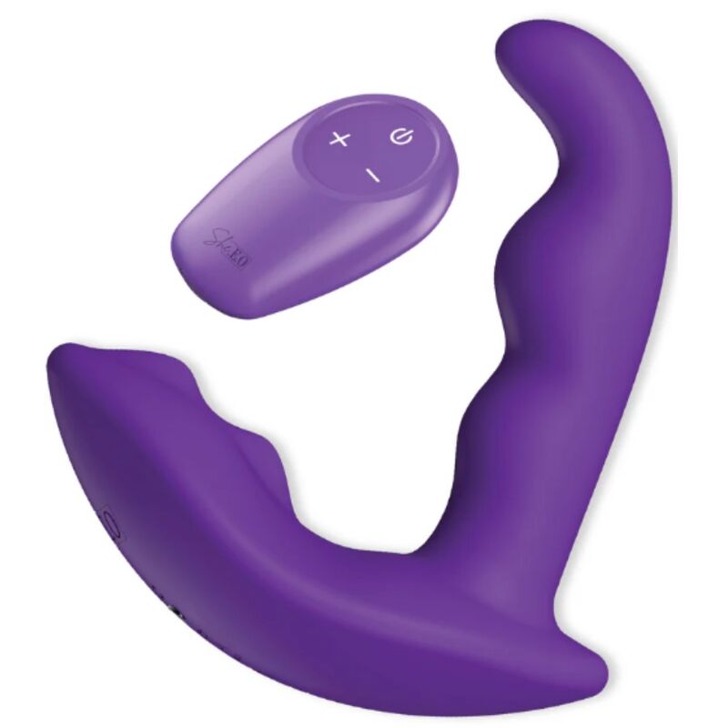 Stimolatore anale vibrante rotante con telecomando viola di She.e.o