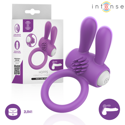 Anello vibrante per pene Lupps con stimolazione clitoridea viola di Intense