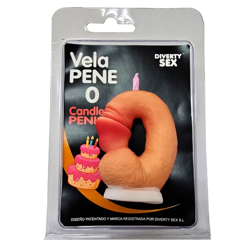 Candela a forma di pene a forma di numero 0 colore carne di Diablo Picante