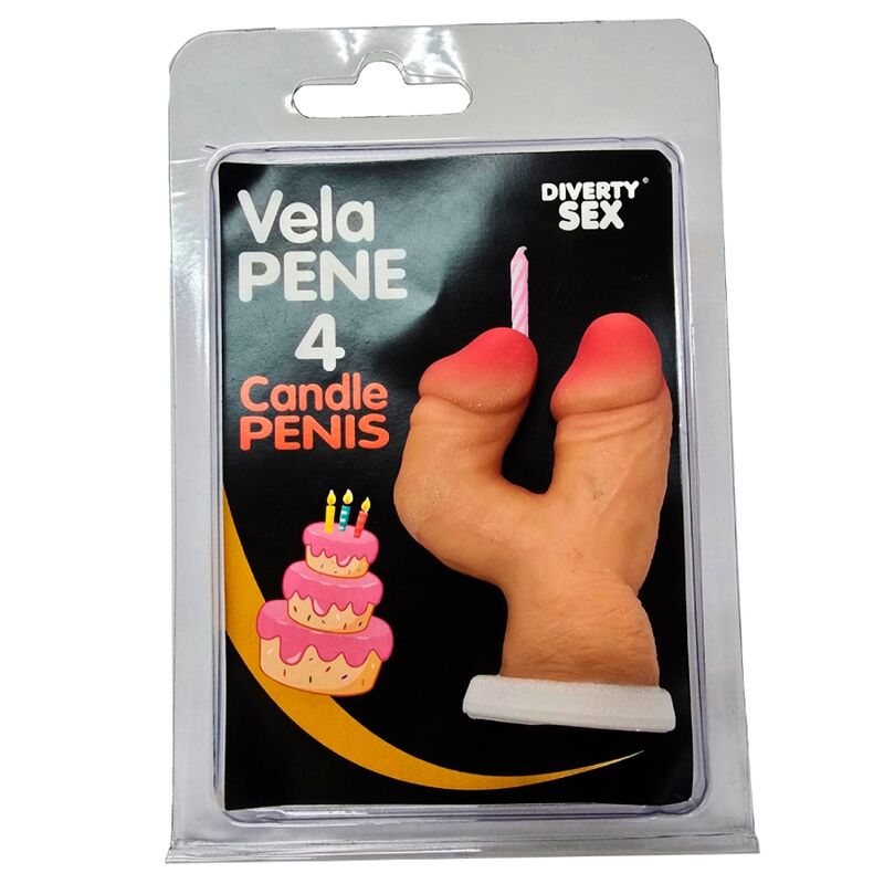 Candela a forma di pene nella forma del numero 4 color carne di Diablo Picante