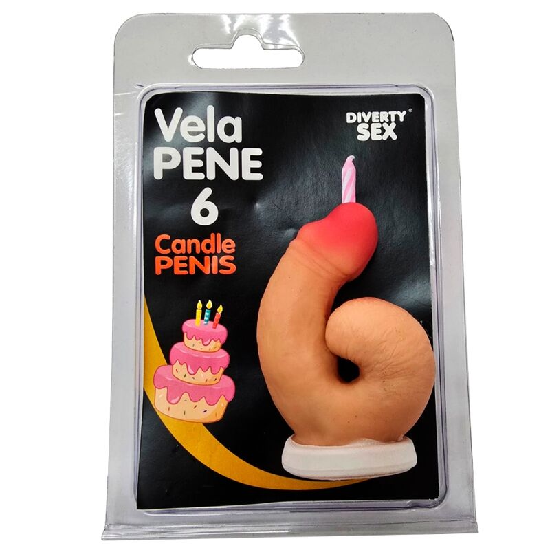 Candela a forma di pene nella forma del numero 6 color carne di Diablo Picante