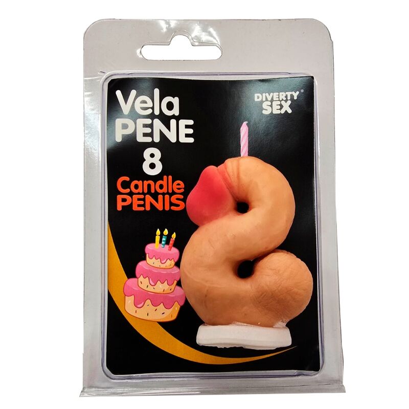 Candela a forma di pene a forma di numero 8 colore carne di Diablo Picante