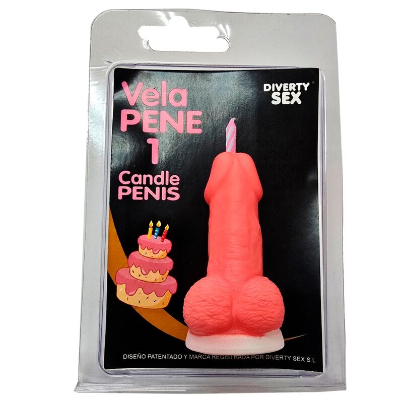 Candela a forma di pene a forma di numero 1 colore rosa di Diablo Picante