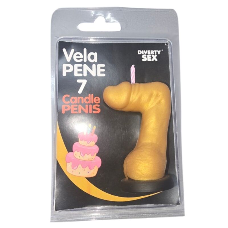 Candela a forma di pene nella forma del numero 7 colore oro di Diablo Picante