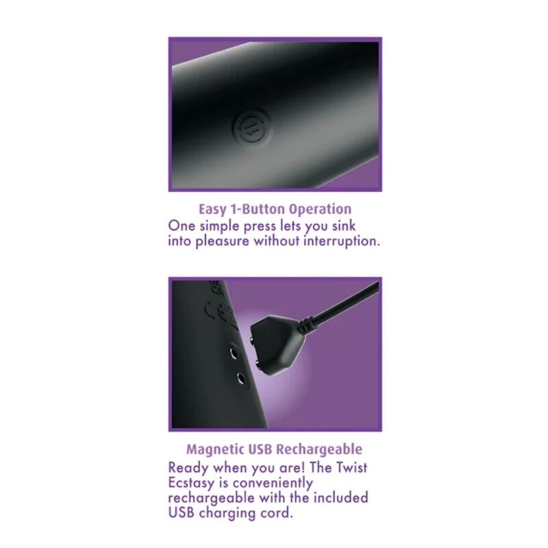 Stimolatore anale Twist ecstasy rotante ricaricabile, immagine 3