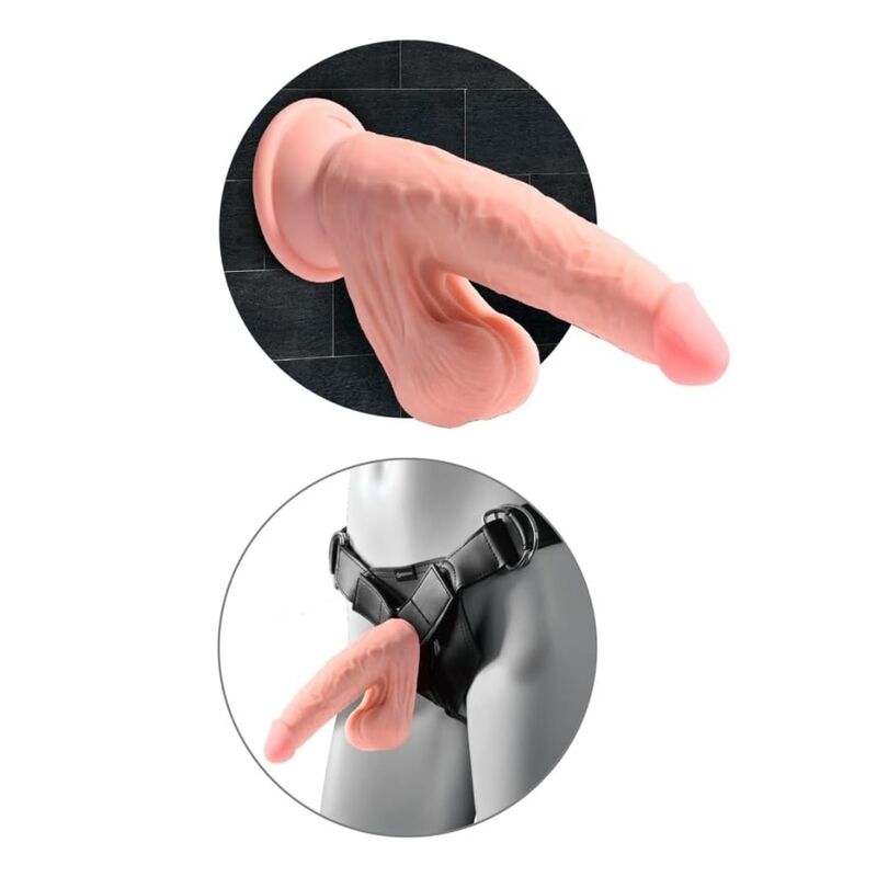 Dildo realistico a tripla densità con testicoli oscillanti 23 cm carne, immagine 4