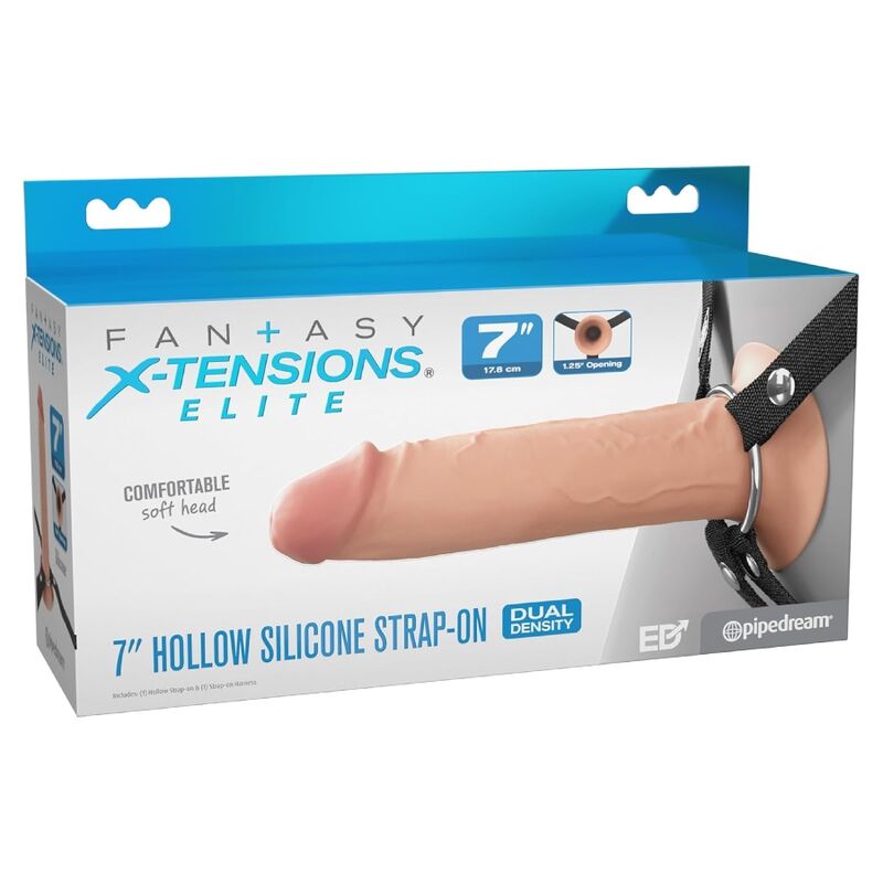 Strap-on in silicone cavo da 17,8 cm di Fantasy X-Tensions Elite