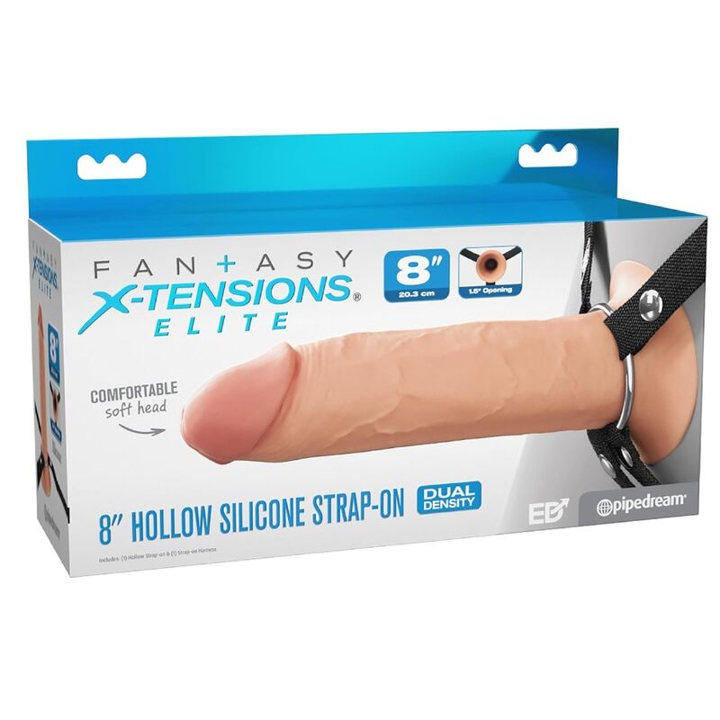Strap-on in silicone cavo da 20,3 cm di Fantasy X-Tensions Elite