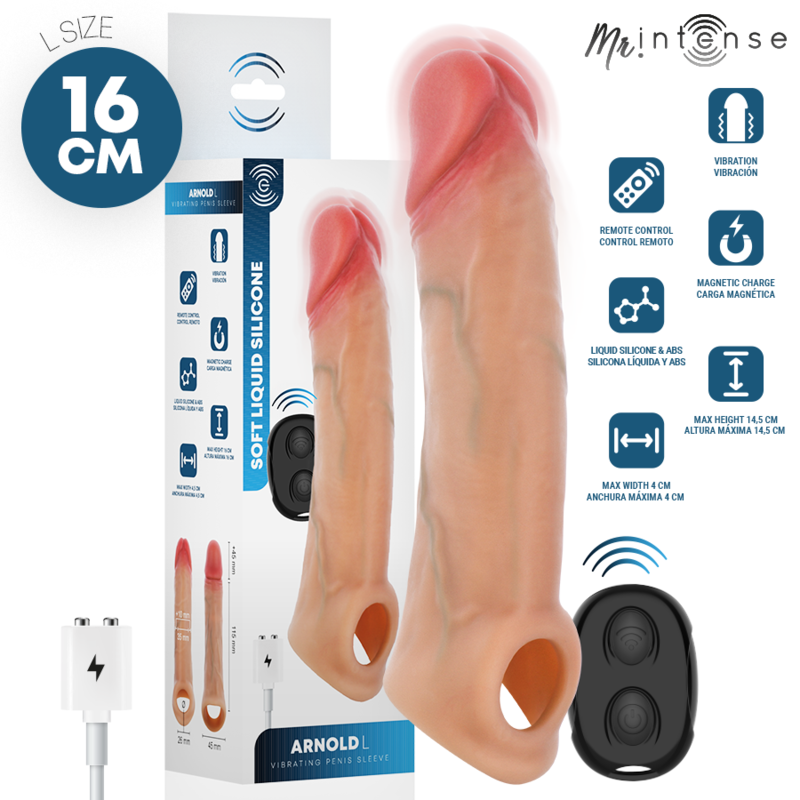 Vibratore in silicone per pene con telecomando Arnold L 16 cm -ø- 4,5 cm di Mr Intense