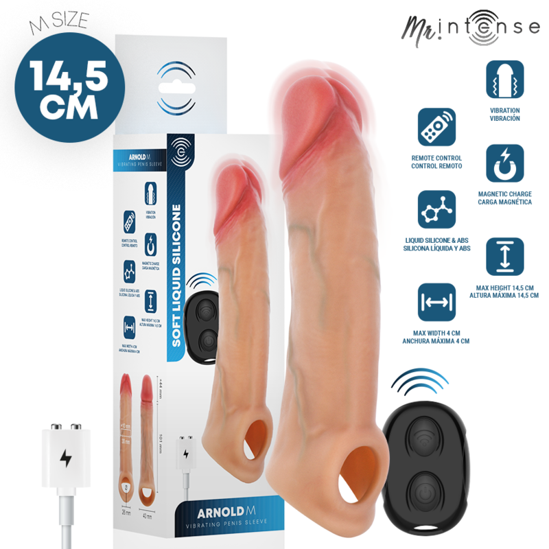 Vibratore in silicone per pene con telecomando Arnold M 14,5 cm -ø- 4 cm di Mr Intense
