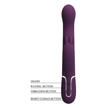 Vibratore a forma di coniglio Loursen con movimento di spinta e 7 vibrazioni, ricaricabile tramite USB, viola, immagine 10