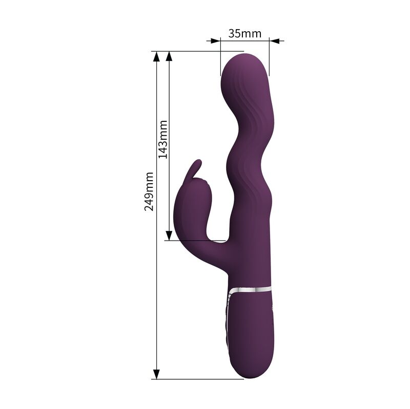 Vibratore a forma di coniglio Loursen con movimento di spinta e 7 vibrazioni, ricaricabile tramite USB, viola, immagine 11