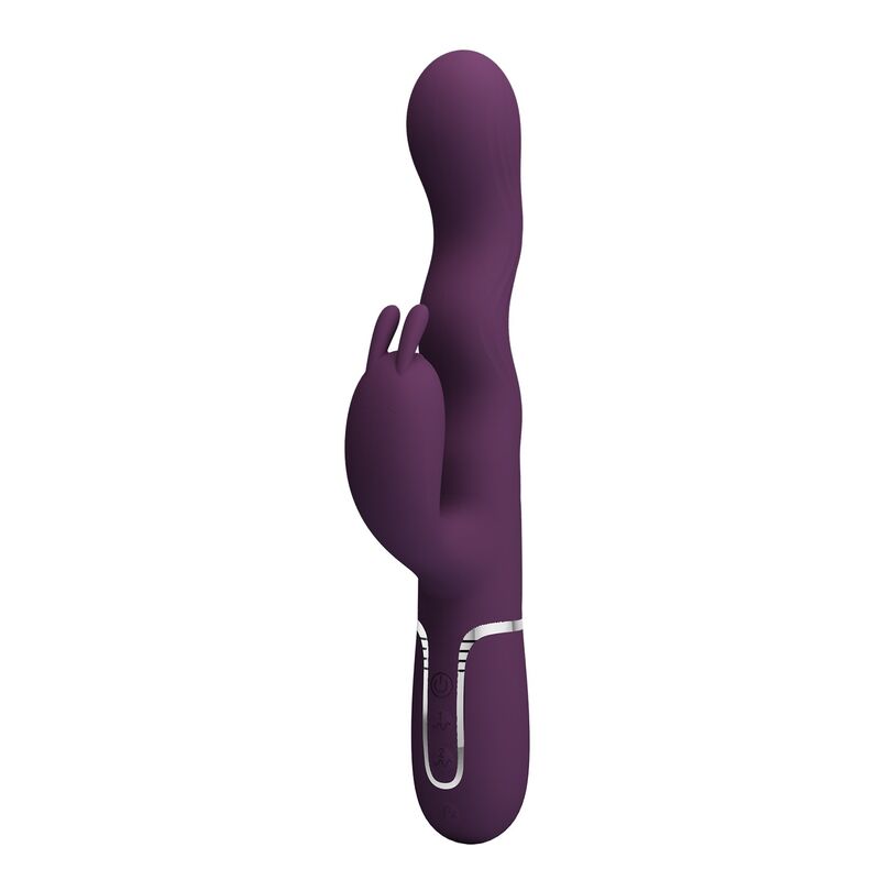 Vibratore a forma di coniglio Loursen con movimento di spinta e 7 vibrazioni, ricaricabile tramite USB, viola, immagine 2