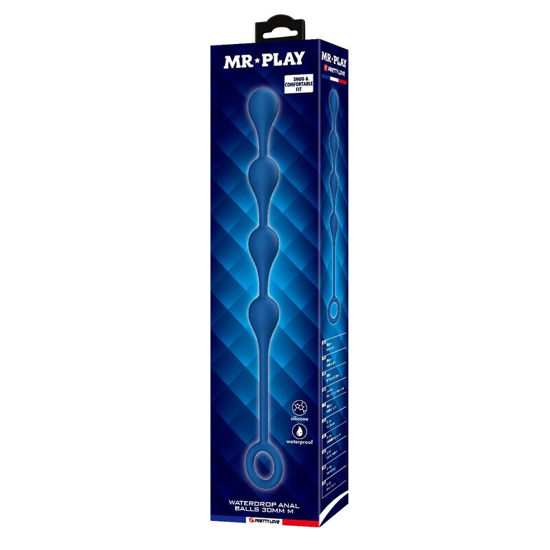 Sex toy anale perle in silicone blu taglia M 33 cm di Mr Play, immagine 3