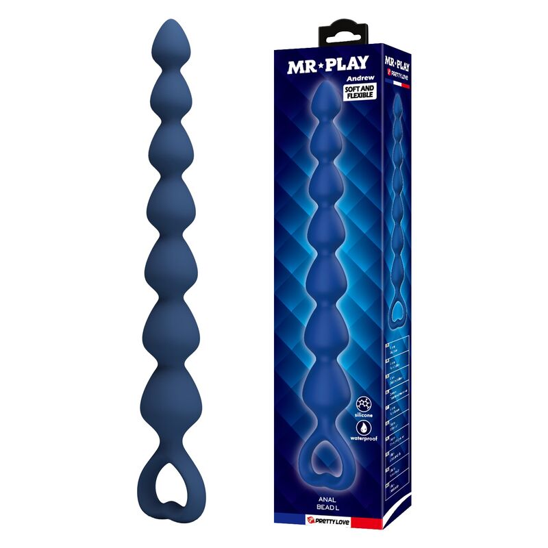 Perle Analali in silicone blu e plug anal 26,7 cm di Mr Play