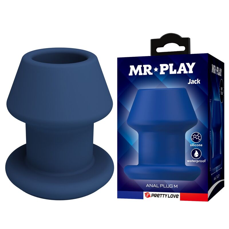 Plug anale Jack blue cavo in silicone taglia M di Mr Play