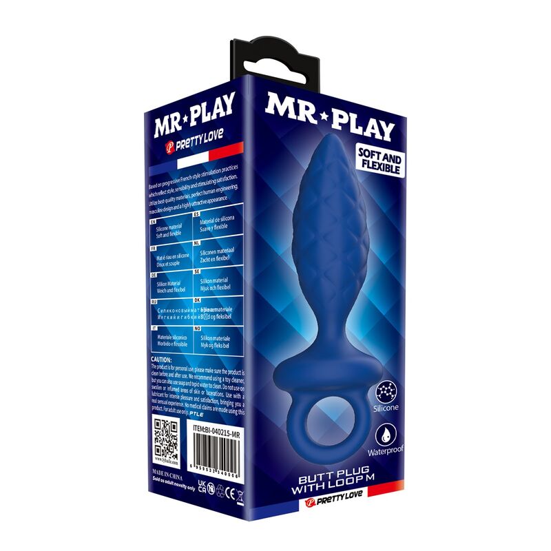 Plug anale testurizzato con anello blu M di Mr Play, immagine 8
