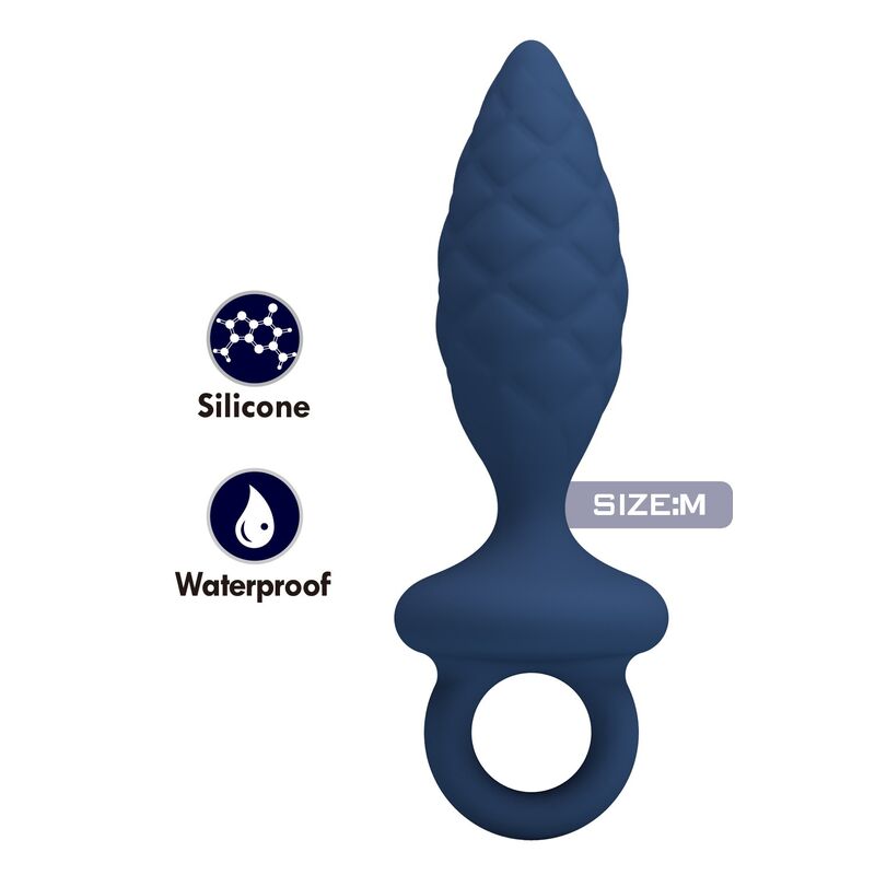 Plug anale testurizzato con anello blu M di Mr Play, immagine 2